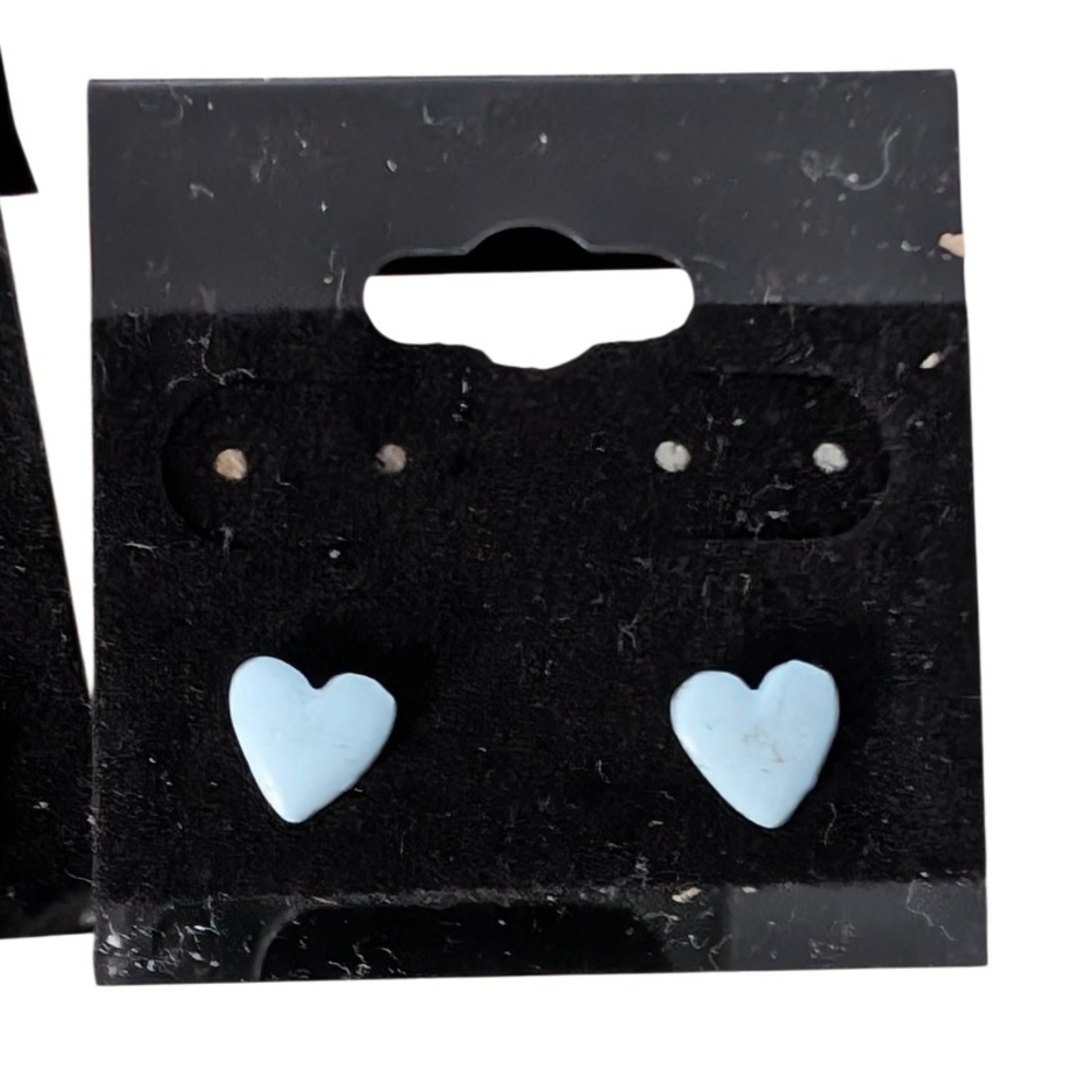 Boutique Earring Bundle | 3 Pairs | Teal Leaves, Mint Floral & Light Blue Hearts - Picture 4 of 4